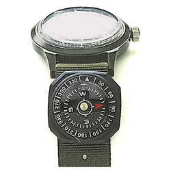 Kompas 360° na hodink. pásek pogumovaný ČERNÝ
