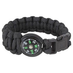 Náramek SURVIVAL PARACORD s kompasem ČERNÝ velikost 9