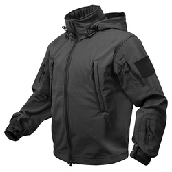 Bunda TACTICAL s kapucí softshell ČERNÁ velikost 5XL