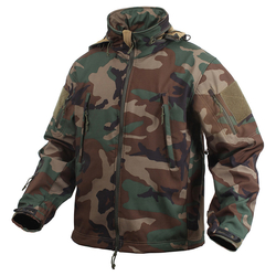 Bunda TACTICAL s kapucí softshell WOODLAND velikost 3XL