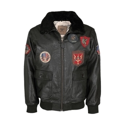 Bunda pilotní kožená TOP GUN ČERNÁ velikost 3XL