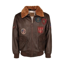 Bunda pilotní kožená TOP GUN HNĚDÁ velikost 3XL