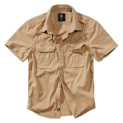 Košile styl VINTAGE krátký rukáv CAMEL PÍSKOVÁ velikost 7XL